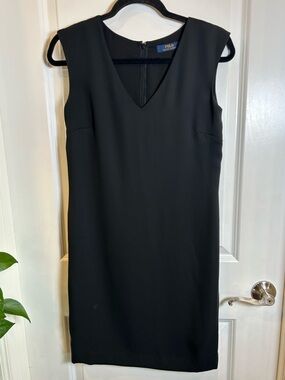 Polo by Ralph Lauren Black Sleeveless V-Neck Shift Dress Size 2